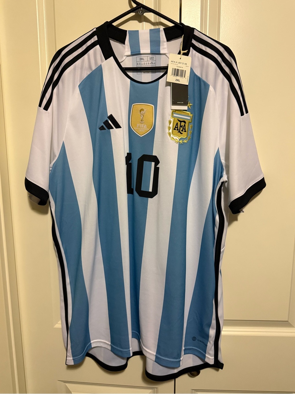 Authentic Messi adidas Argentina National Team Jersey - Light Blue & White